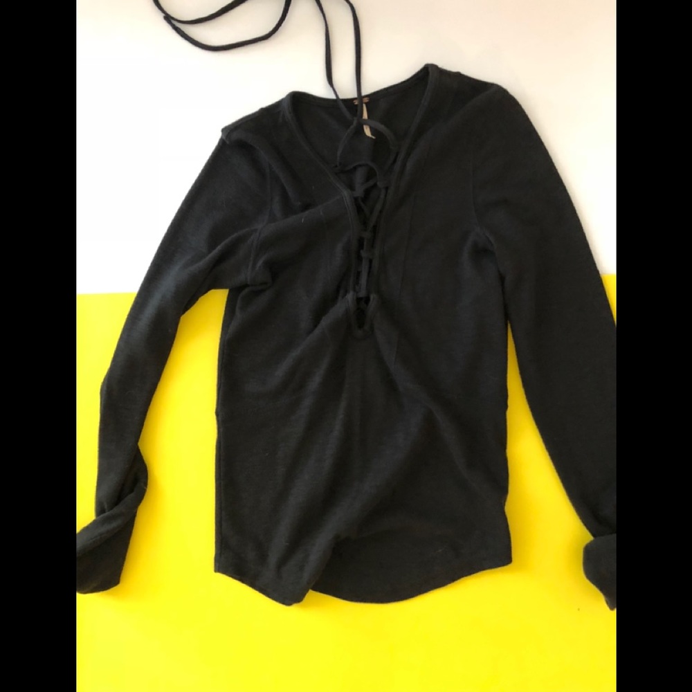 Lace up front long sleeve